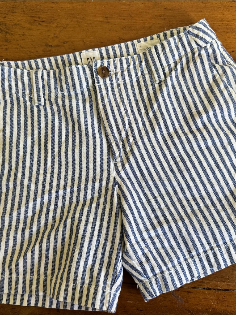 GAP Women's Navy and White Striped Cotton shorts